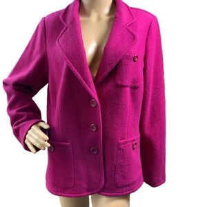 Linea By Louis DellOlio Pink 3 Button Notched Lapel Pockets Blazer Jacket Large